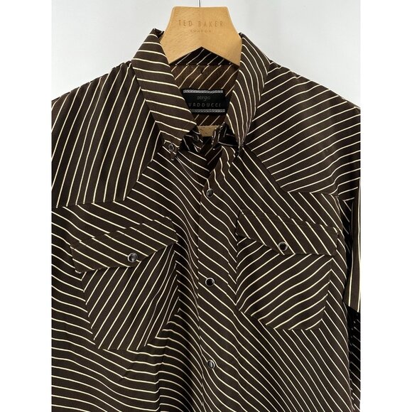 Sergio Vadducci 90’s Western Rodeo Short Sleeve Pearl Button Strip Shirt Size L - Picture 3 of 13